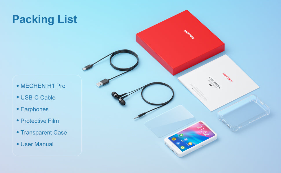 MECHEN MP3 Player – Android 9.0 with Bluetooth, WiFi & Streaming App Support (512GB Max)