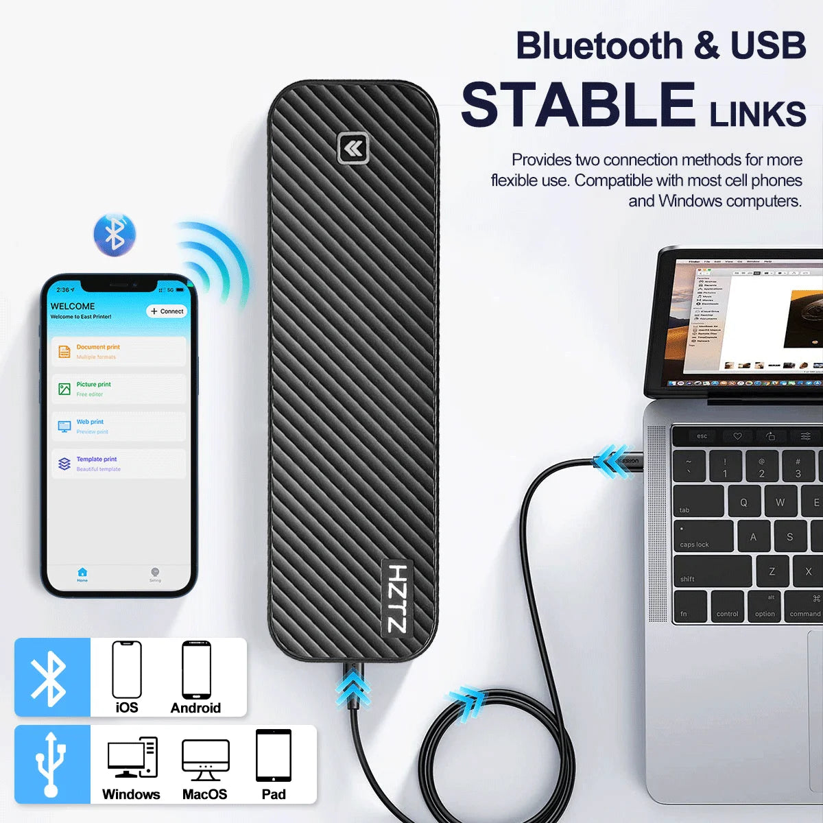 Portable A4 Thermal Printer – Inkless Bluetooth Printing for PDF, Word & Excel Documents