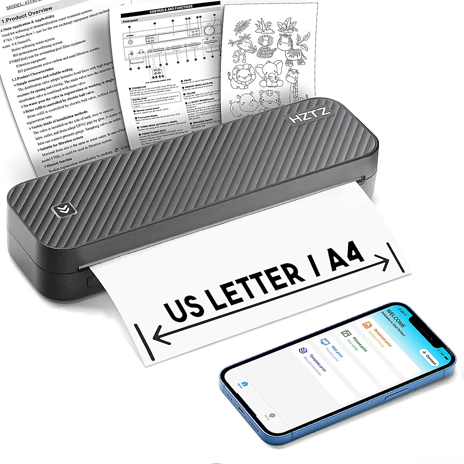 Portable A4 Thermal Printer – Inkless Bluetooth Printing for PDF, Word & Excel Documents