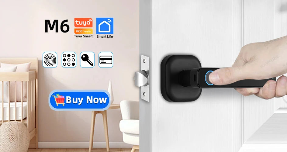 RAYKUBE M5 Smart Fingerprint Door Lock – Tuya App, Keypad, IC Card Access