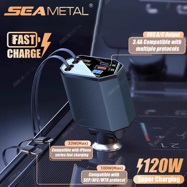 SEAMETAL 120W USB Car Charger – Ultra-Fast Cigarette Lighter Adapter