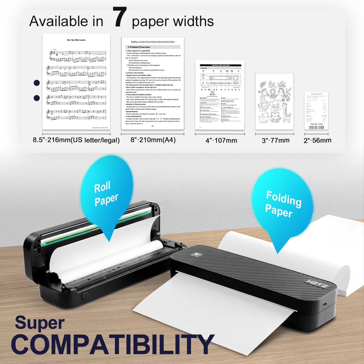 Portable A4 Thermal Printer – Inkless Bluetooth Printing for PDF, Word & Excel Documents