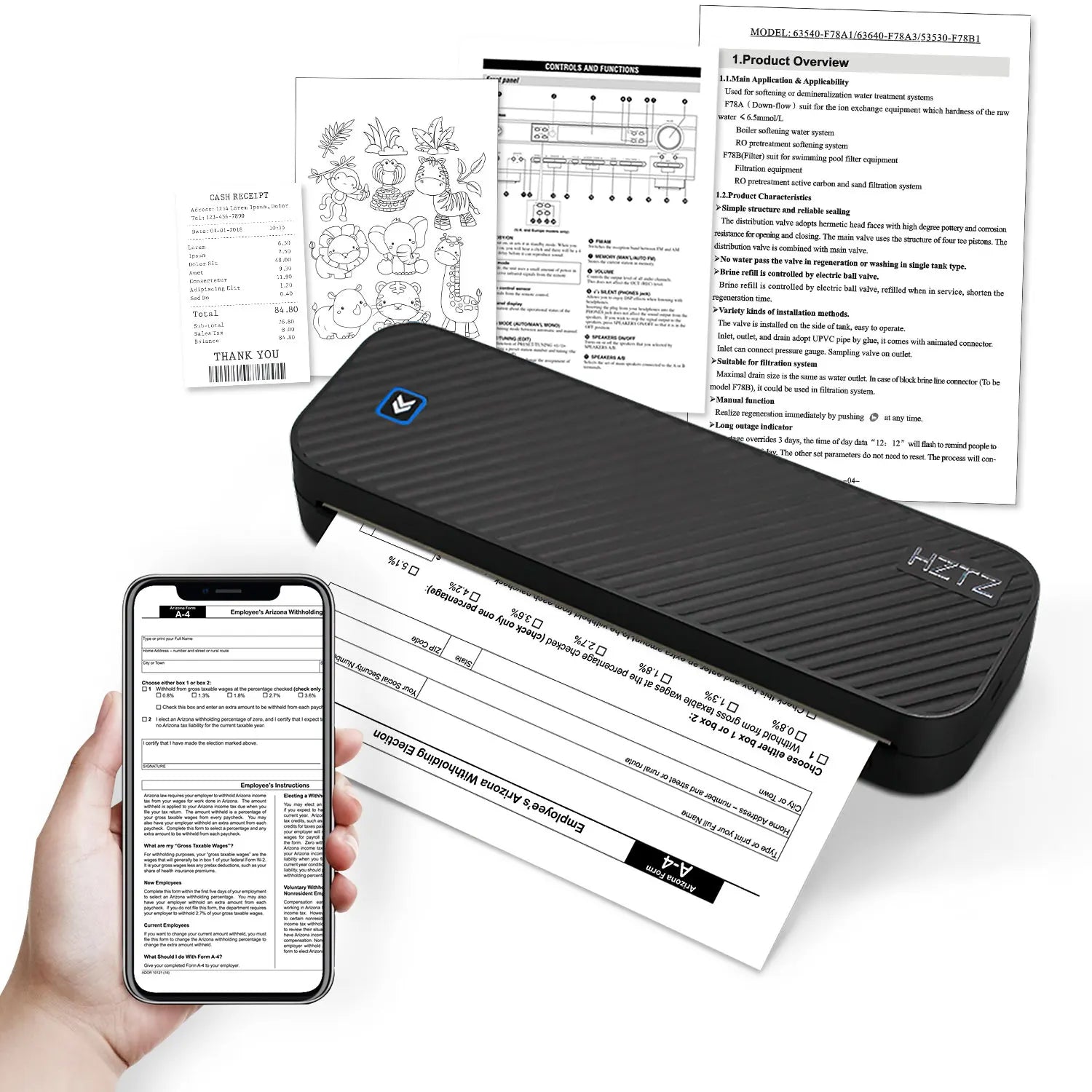 Portable A4 Thermal Printer – Inkless Bluetooth Printing for PDF, Word & Excel Documents