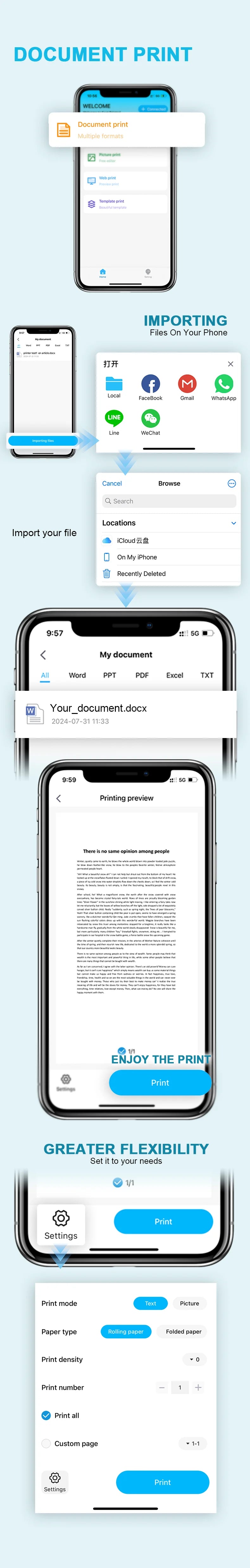 Portable A4 Thermal Printer – Inkless Bluetooth Printing for PDF, Word & Excel Documents