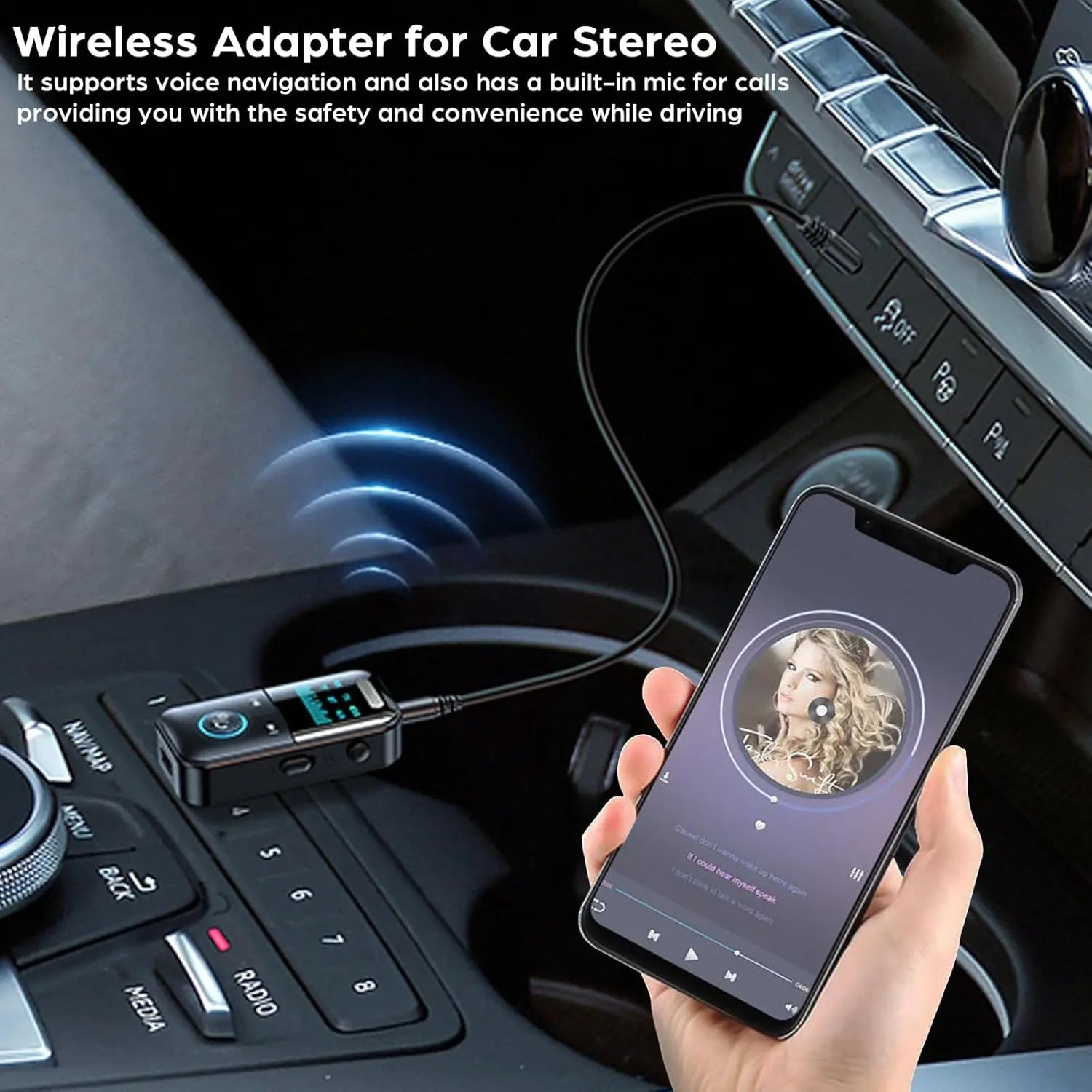 Bluetooth 5.4 AUX Adapter – 3.5mm Receiver & Transmitter with LED Display for Car, TV, Headphones