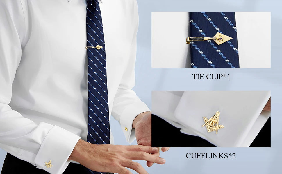Freemason Masonic Tie Clip & Cufflinks Set – Men’s Jewelry & Accessories