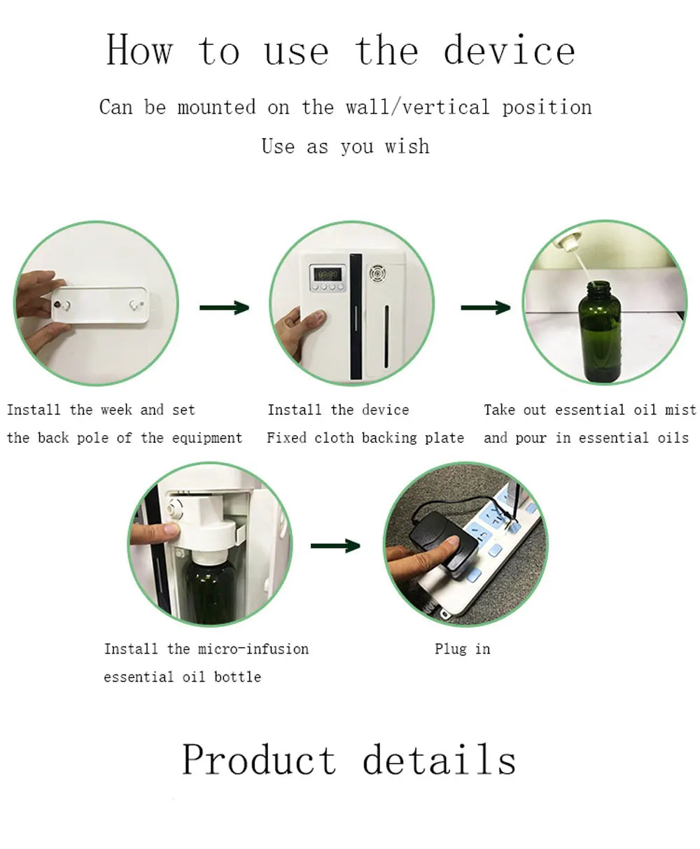 160ML Wall-Mounted Aroma Diffuser – Scent Machine with Fan for Hotel & Large Areas