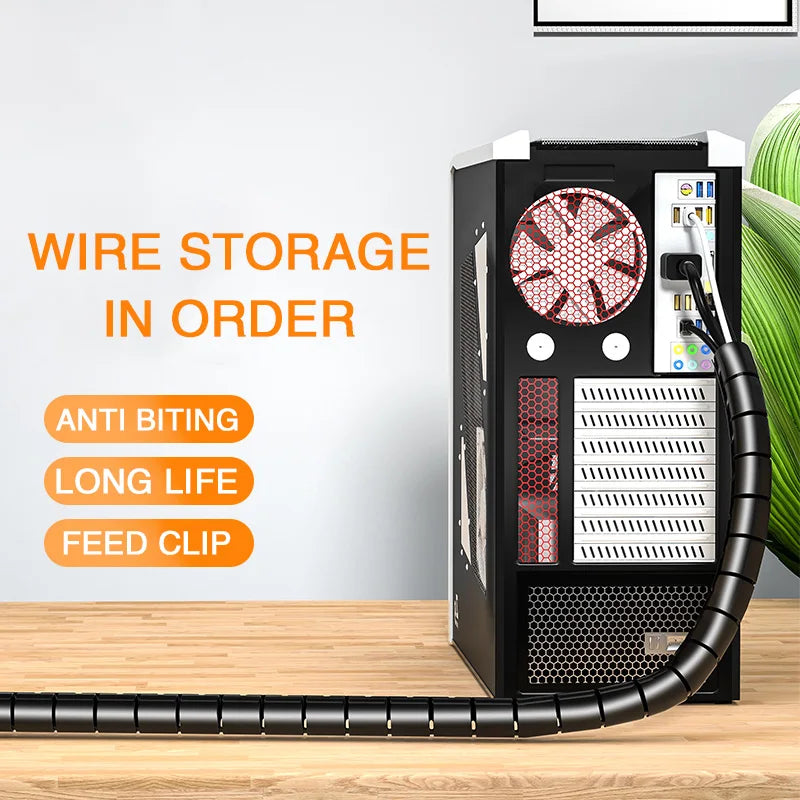 2M Spiral Cable Wire Protector – Flexible Cord Organizer Tube (16/10mm)