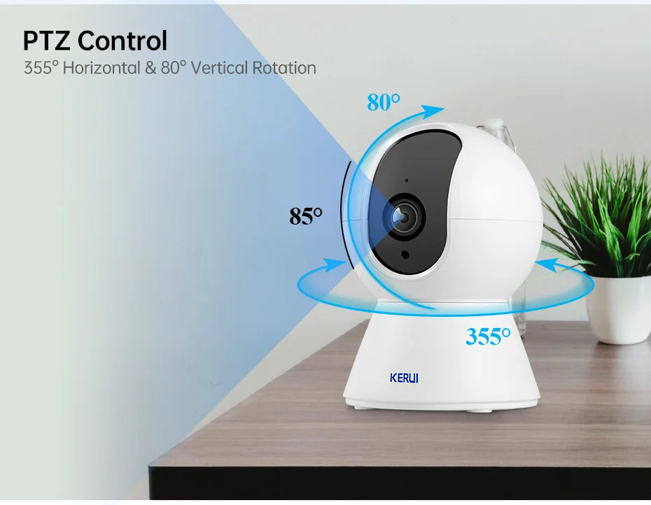 KERUI 5MP Tuya Mini WiFi IP Camera – Indoor Wireless CCTV with Auto Tracking