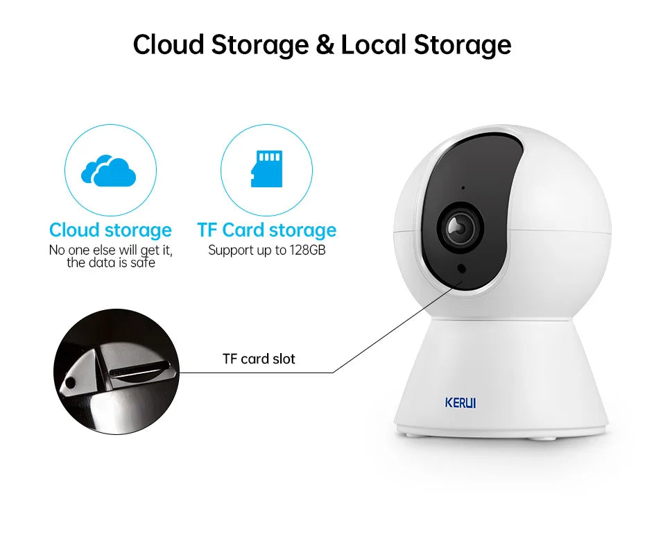 KERUI 5MP Tuya Mini WiFi IP Camera – Indoor Wireless CCTV with Auto Tracking