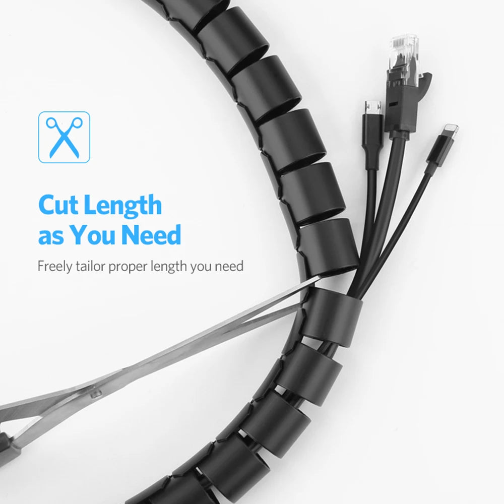 2M Spiral Cable Wire Protector – Flexible Cord Organizer Tube (16/10mm)