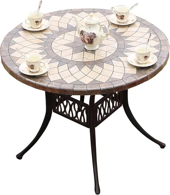 90cm Outdoor Round/Square Patio Dining Table with Umbrella Hole