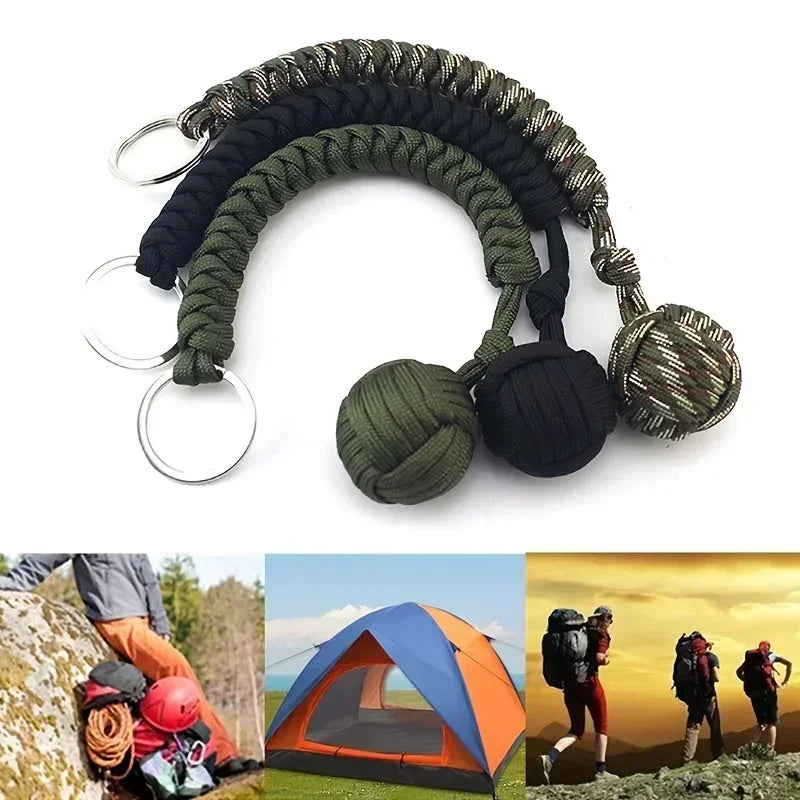 Monkey Fist Steel Ball Keychain – Self-Defense Lanyard & Survival Tool