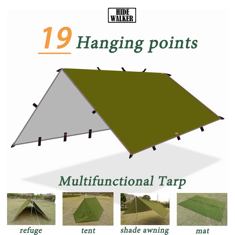 Waterproof Tactical Tent Tarp with 19 Hang Points