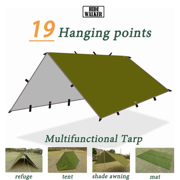 Waterproof Tactical Tent Tarp with 19 Hang Points