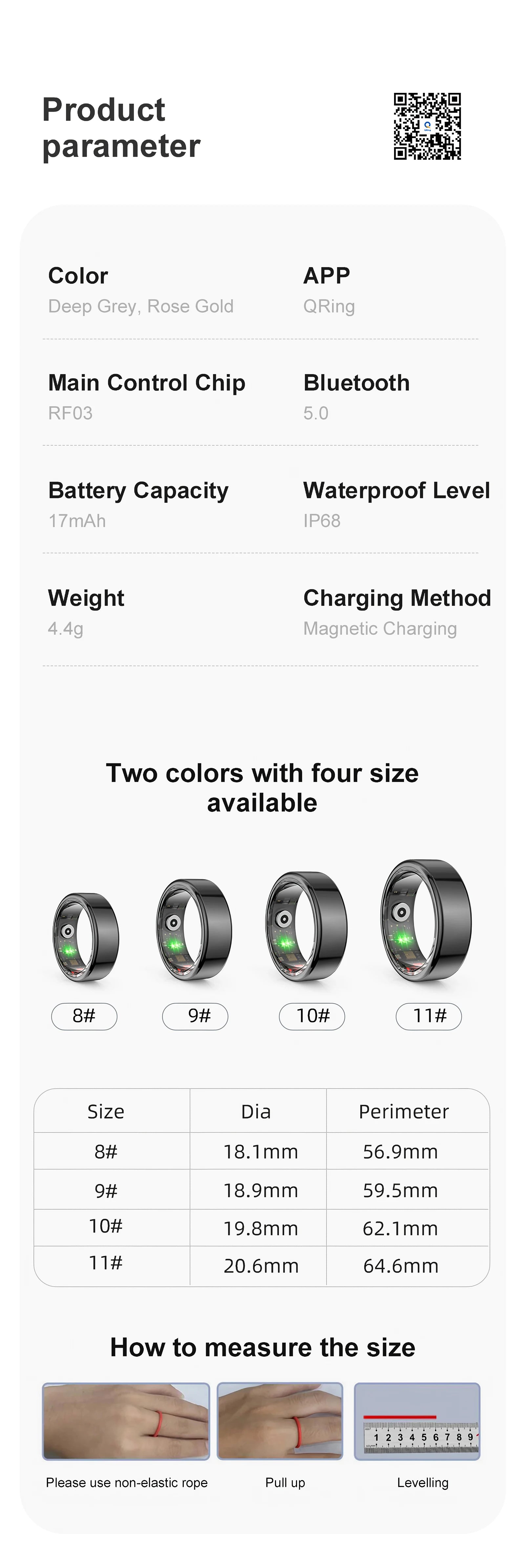 AMZMAX R02 Smart Ring – Fitness Tracker with Multi-Sport Modes, Health Monitoring, IP68 Waterproof Military-Grade Smart Ring