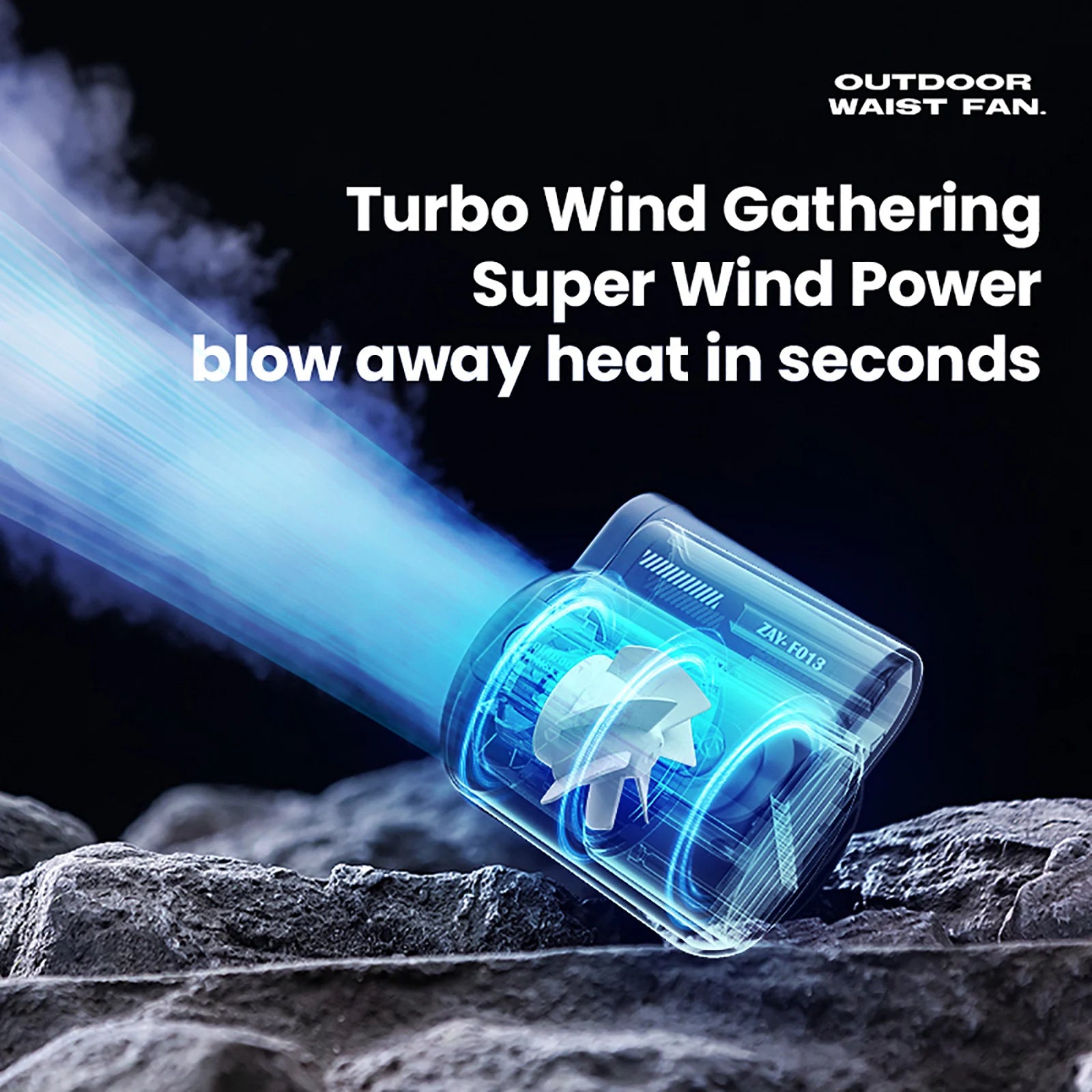 Portable Rechargeable Camping Fan – Waist-Mounted Mini Leafless Fan