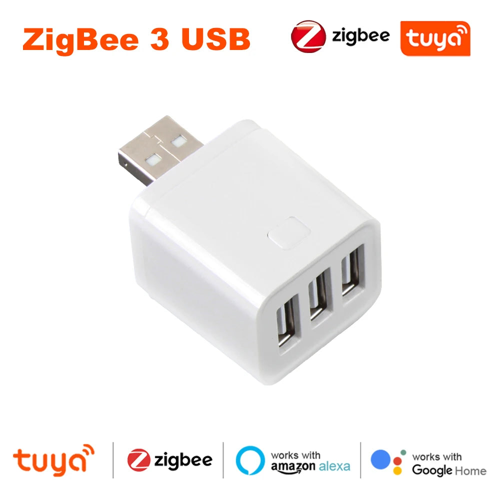 Tuya Smart USB Adaptor – WiFi/Zigbee Mini Plug with Timer & Voice Control