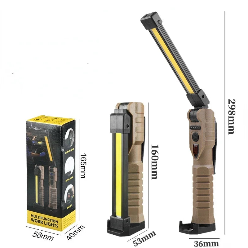 1000LM USB Rechargeable COB Work Light – Handheld Flashlight with Power Indicator