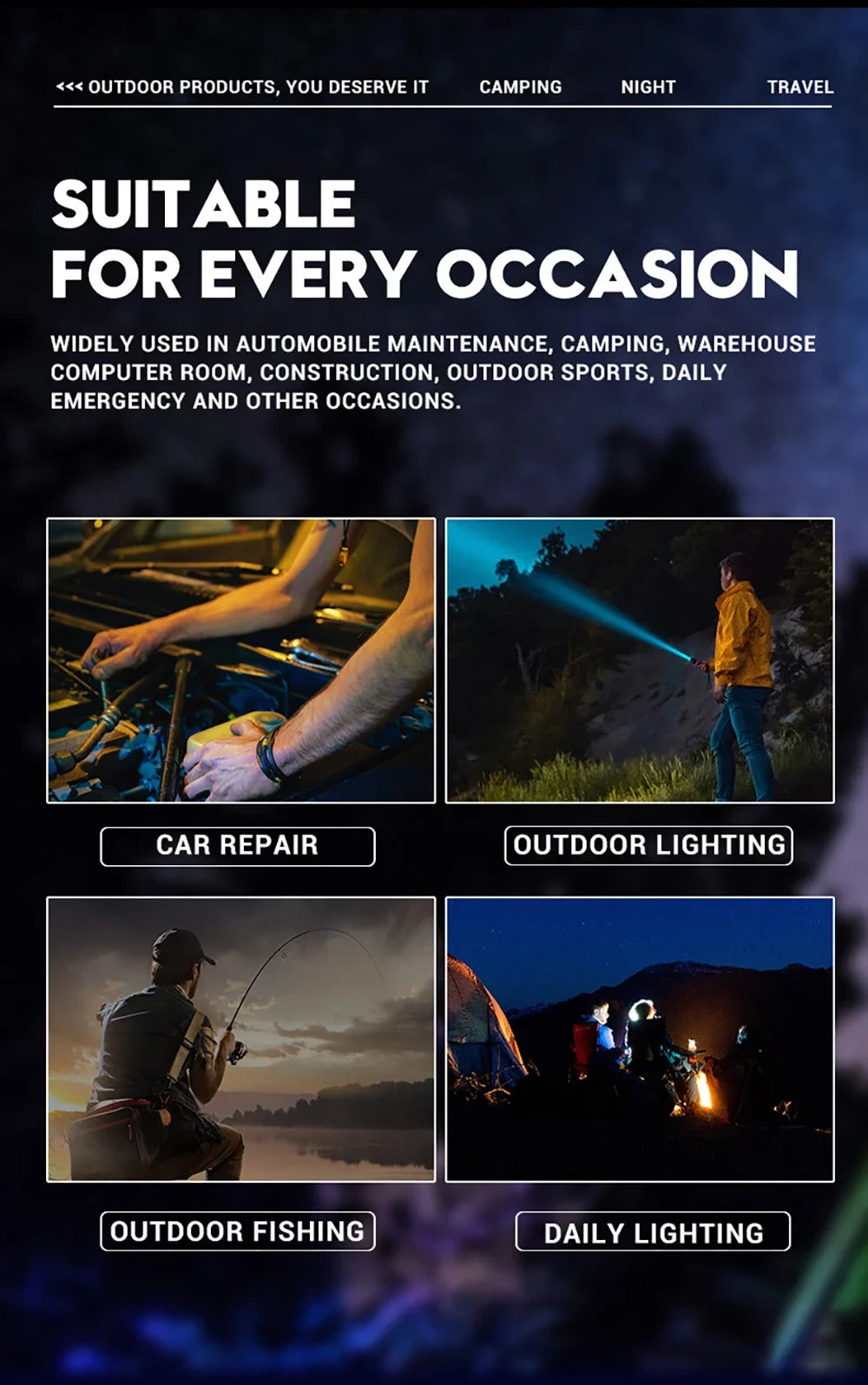 30W P50 COB LED Work Light – Rechargeable Magnetic Flashlight with Power Display