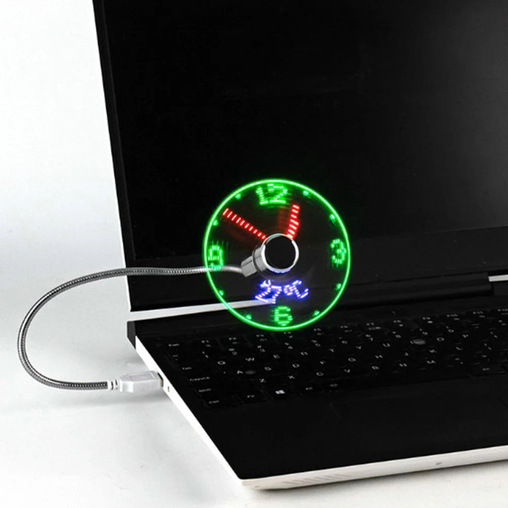 USB LED Clock Fan – Mini Cooling Fan with Time & Temperature Display