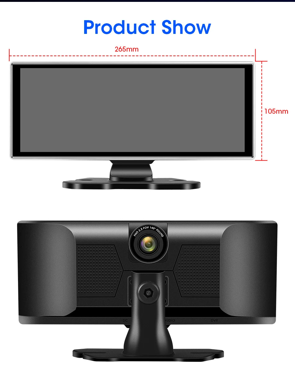 10/11.26" 4K Dash Cam with Wireless CarPlay, Android Auto & GPS