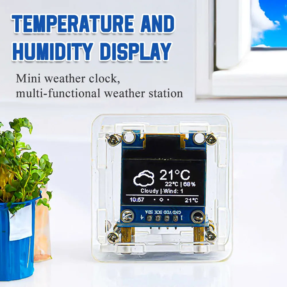 ESP8266 Mini WiFi Weather Clock – DIY Soldering Kit with Digital Display