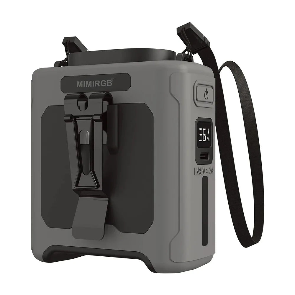 Portable Waist Clip Fan with USB Rechargeable Power Bank and LED Light