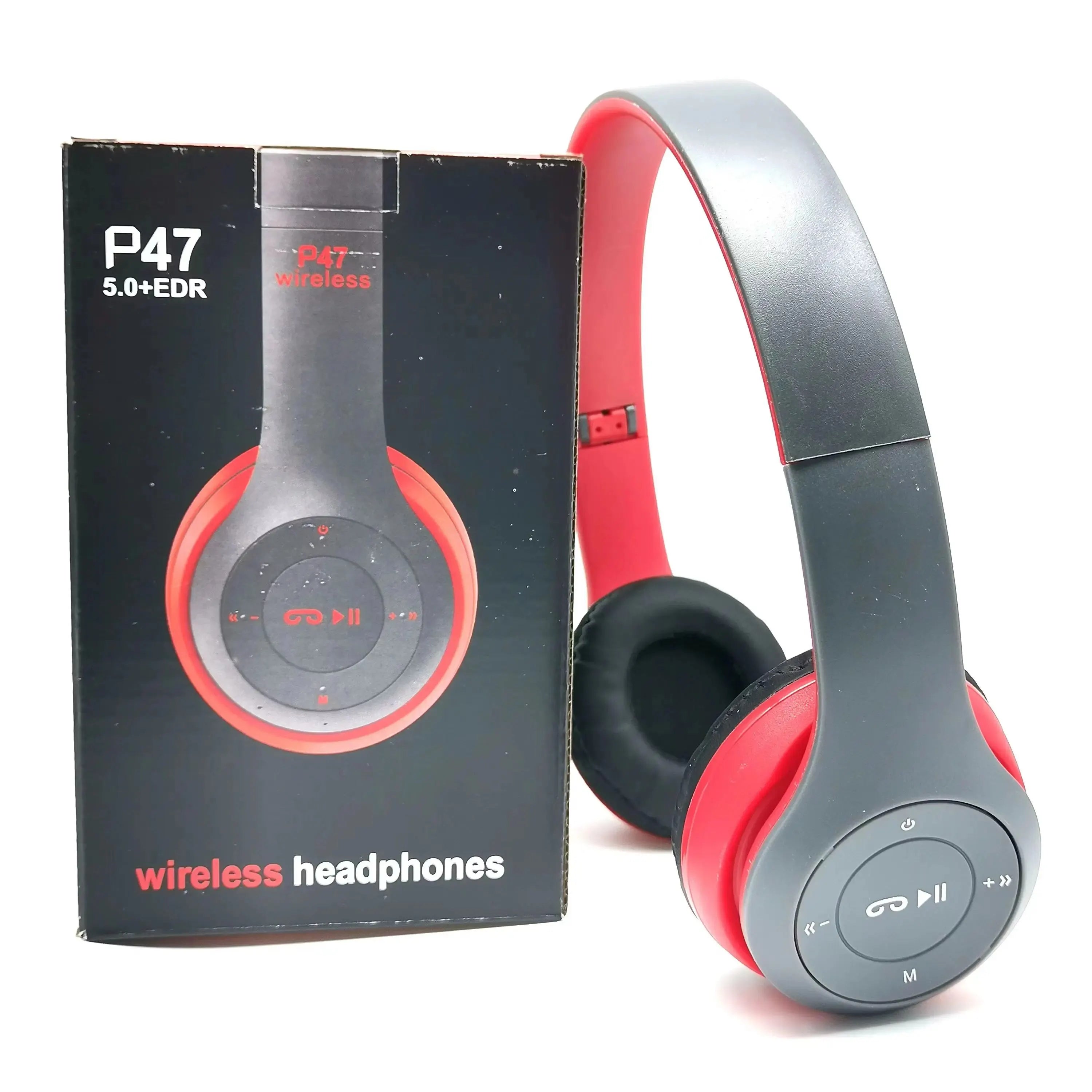P47 Bluetooth 5.0 Wireless Headset – Folding Stereo Headphones for Sports & Gaming