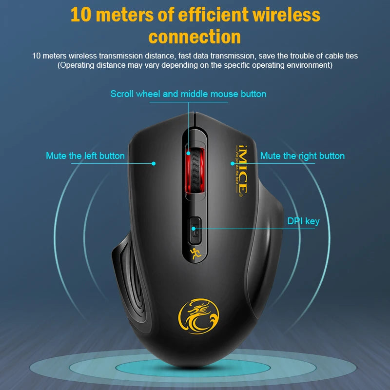 Wireless Silent Mouse – 3-Speed Adjustable for Office & Gaming