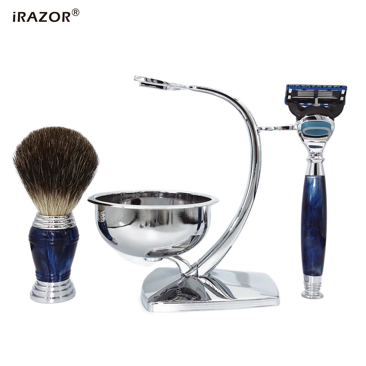 iRAZOR Royalblue 5-Layer Safety Razor – Shaving Kit & Barber Tool Gift for Men