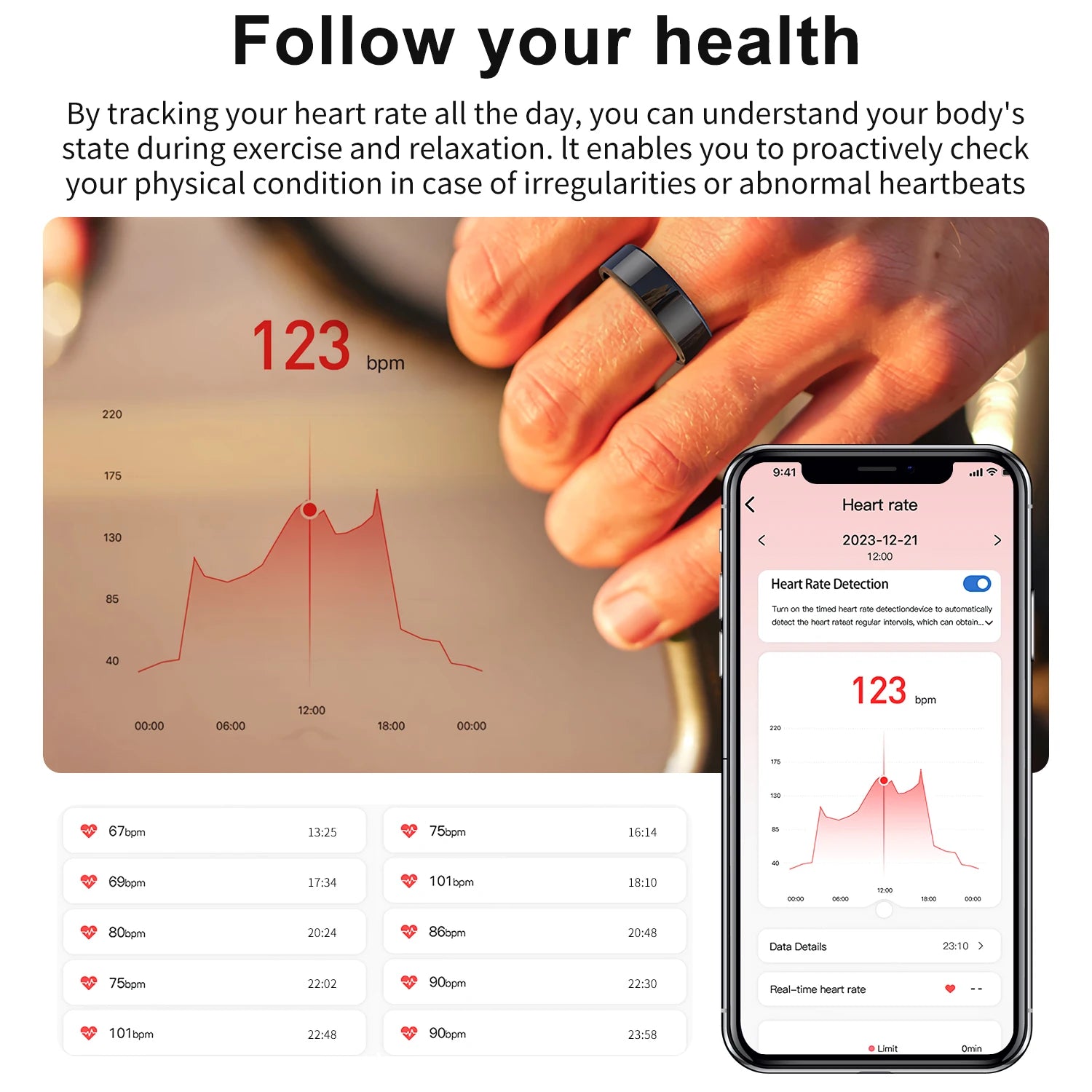 AMZMAX R02 Smart Ring – Fitness Tracker with Multi-Sport Modes, Health Monitoring, IP68 Waterproof Military-Grade Smart Ring