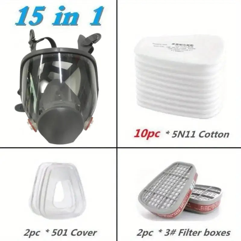 SJL 27-in-1 Full Face Respirator Mask – Industrial Safety Gas & Dust Filter Set