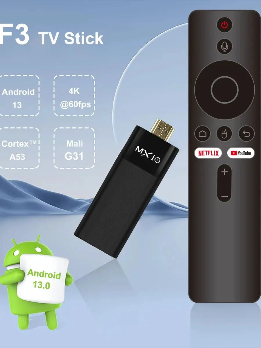 MX10-F3 Android 11 TV Stick – 4K Streaming Device with 2GB RAM, 16GB Storage, Dual-Band WiFi