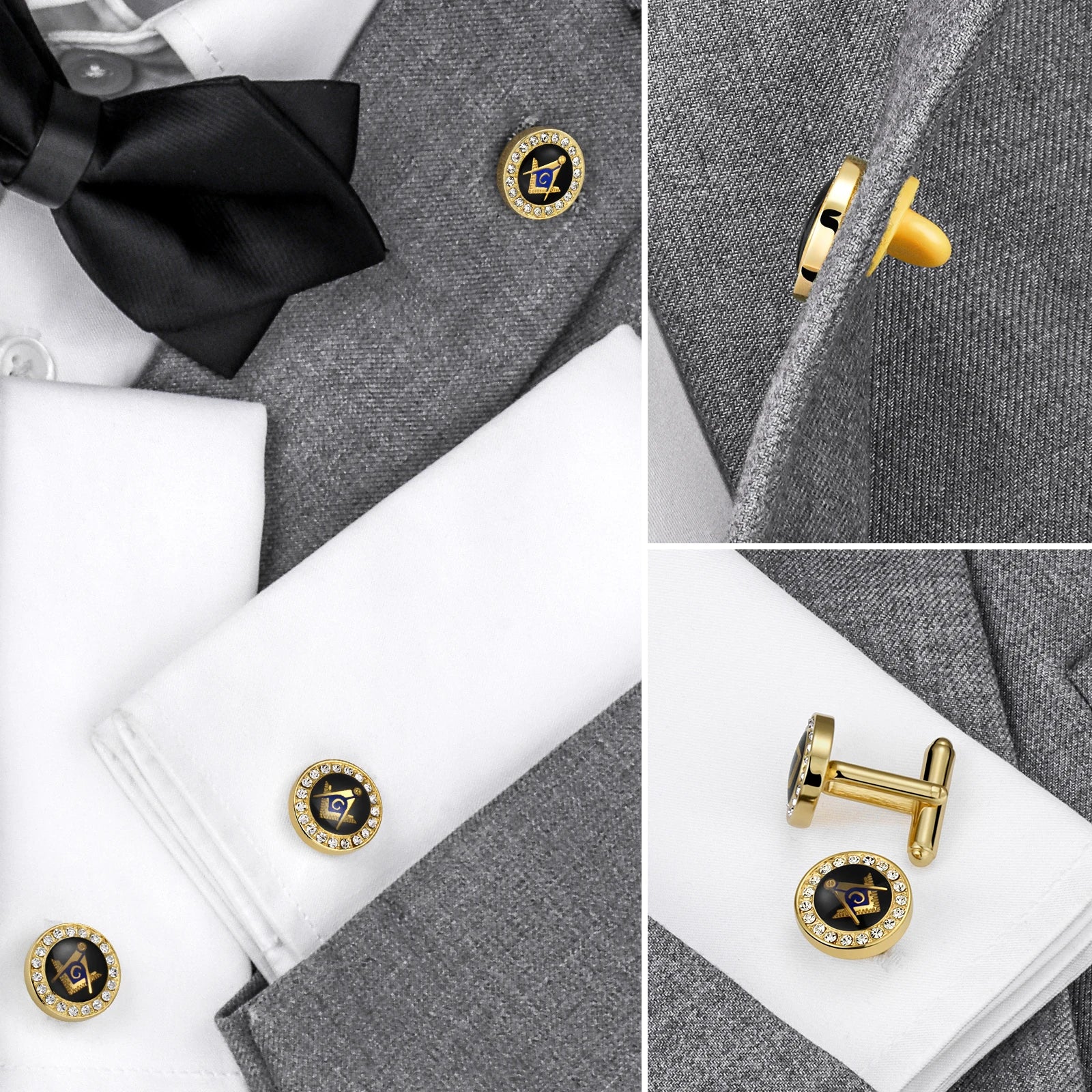 Freemason Masonic Tie Clip & Cufflinks Set – Men’s Jewelry & Accessories