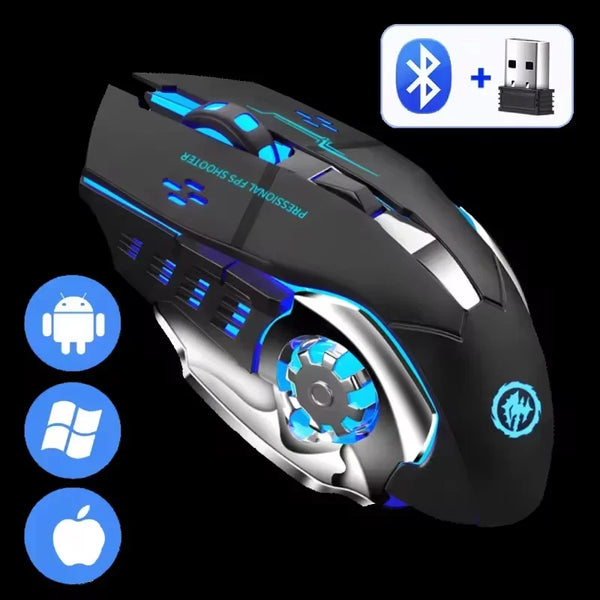 Rechargeable Bluetooth Gaming Mouse – Backlit Wireless USB for PC & Esports