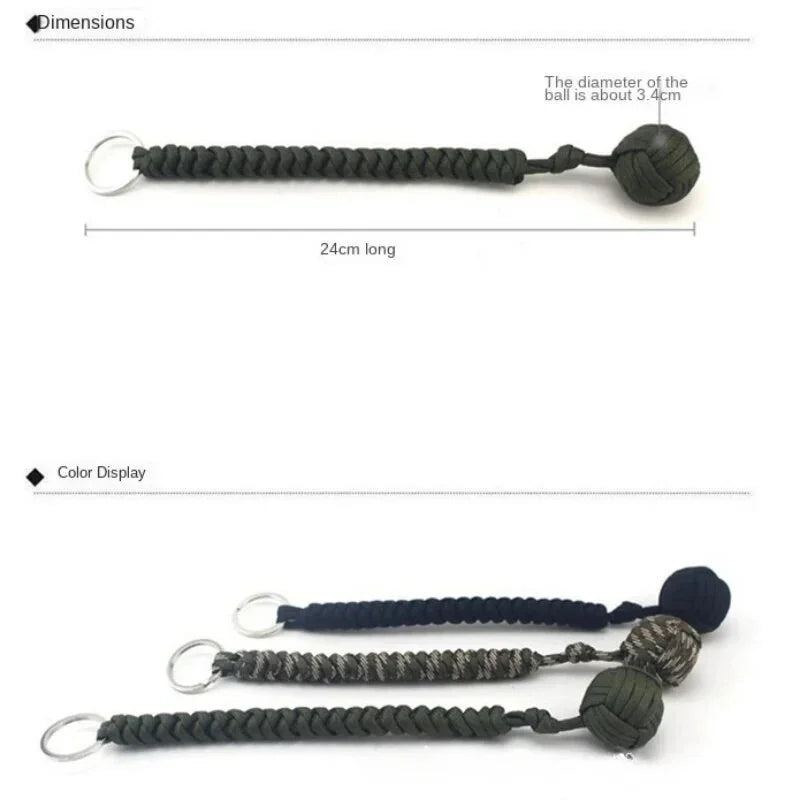 Monkey Fist Steel Ball Keychain – Self-Defense Lanyard & Survival Tool