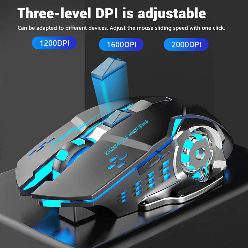 Rechargeable Bluetooth Gaming Mouse – Backlit Wireless USB for PC & Esports