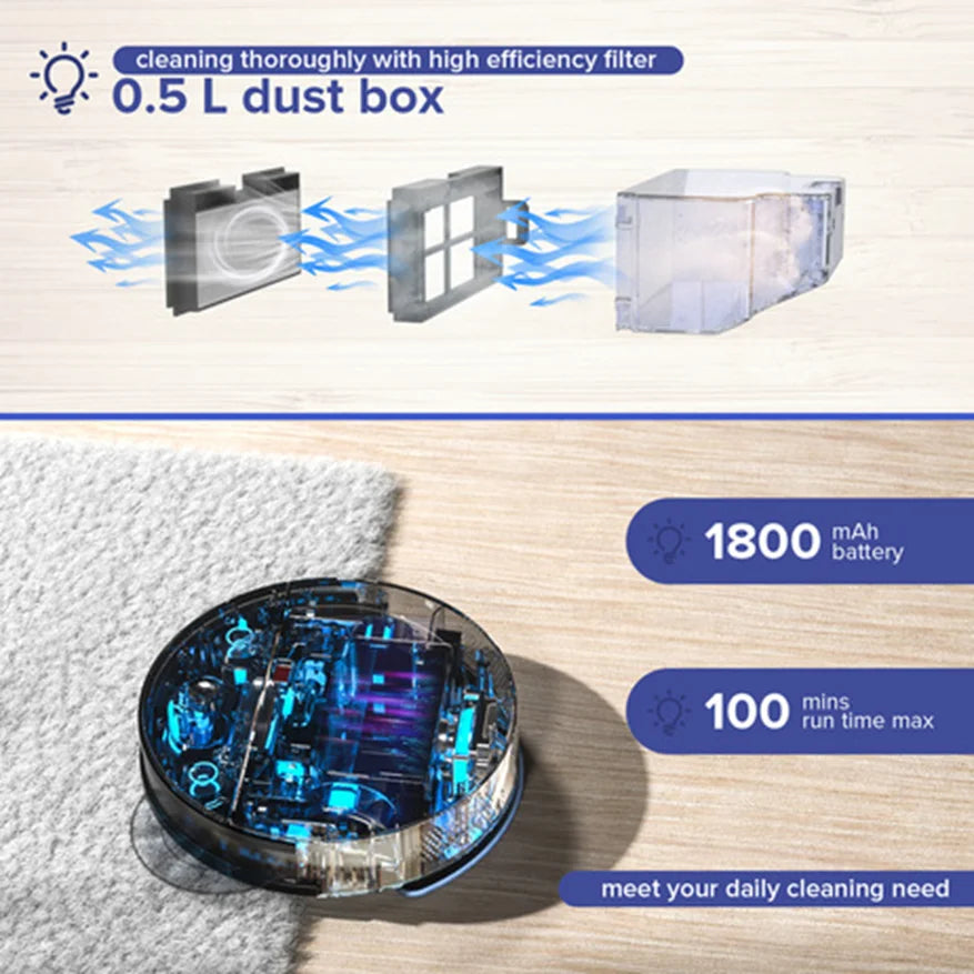 OKP K3 Robot Vacuum – 2000Pa Suction, 120-Min Runtime, 5 Modes