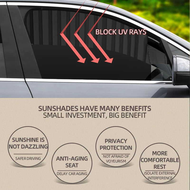 4PCS Magnetic Car Sunshade Curtains for Side Windows