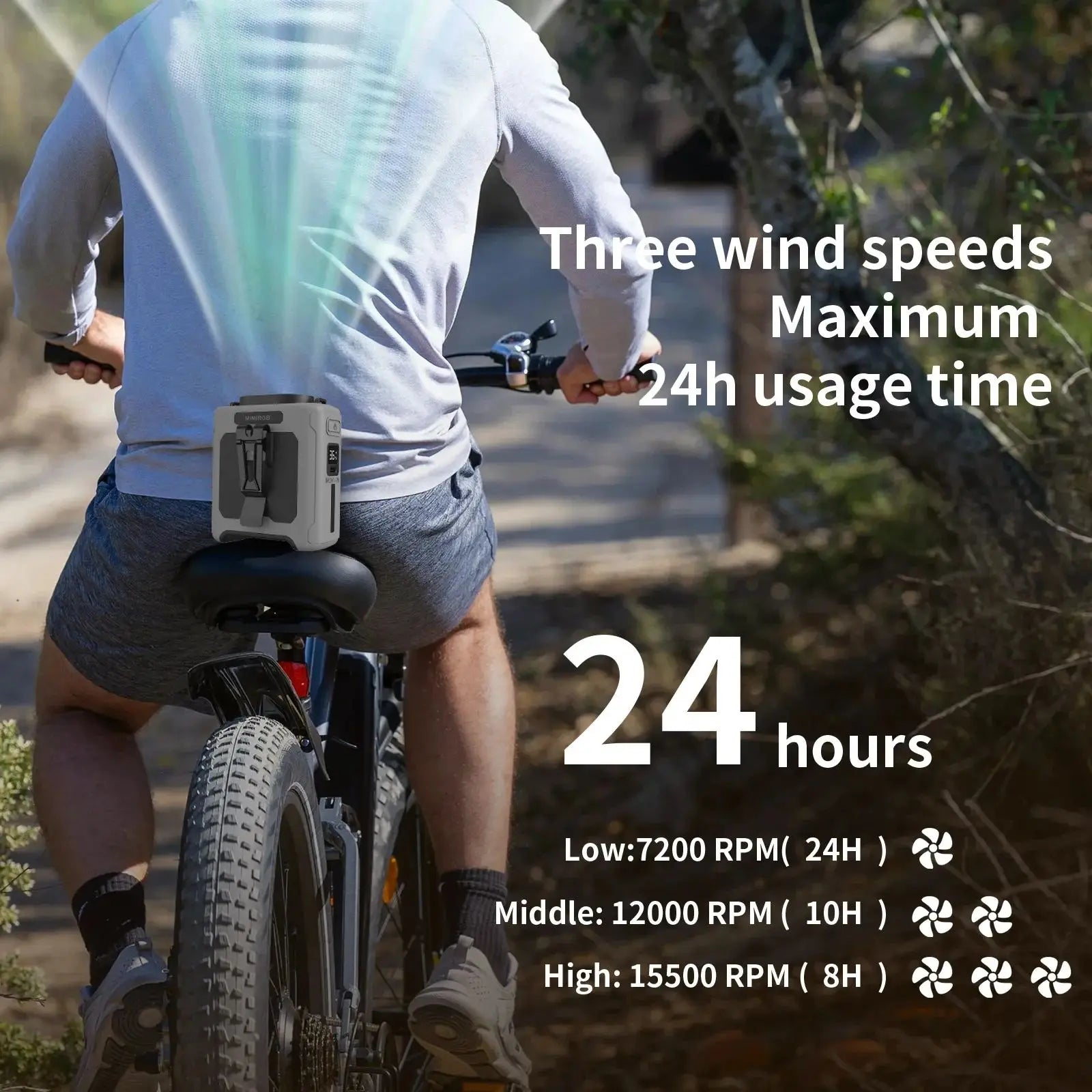 Portable Waist Clip Fan with USB Rechargeable Power Bank and LED Light