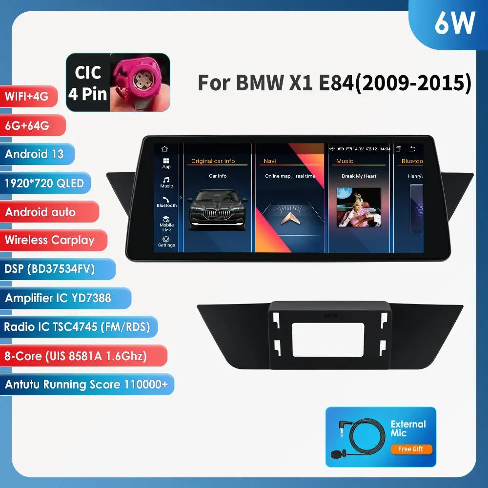 10.25" CarPlay Android 13 Radio for BMW X1 E84/F48