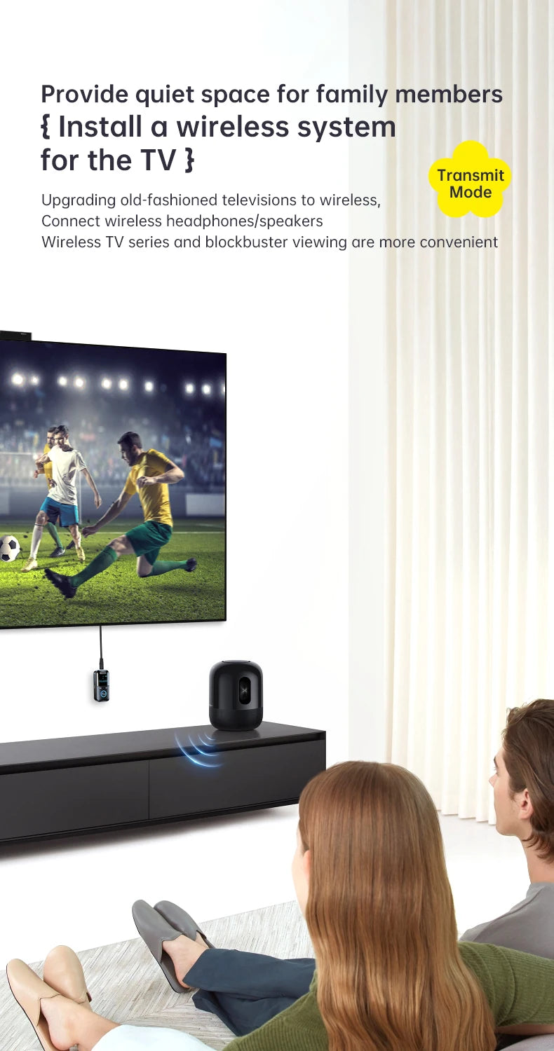 Bluetooth 5.4 AUX Adapter – 3.5mm Receiver & Transmitter with LED Display for Car, TV, Headphones