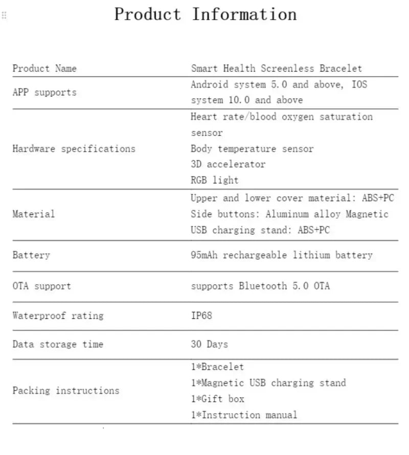 2208A Smart Bracelet – Heart Rate & Blood Pressure Monitor, Pedometer Fitness Tracker for Men & Women