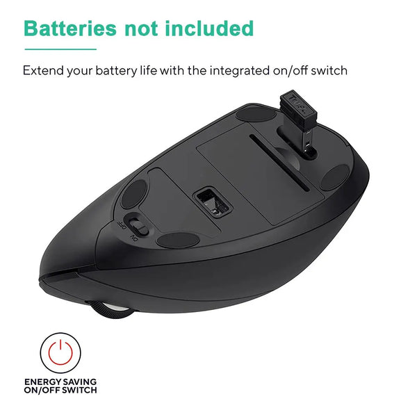 Ergonomic Vertical Wireless Mouse – 2.4GHz with 3 DPI Settings & 6 Buttons