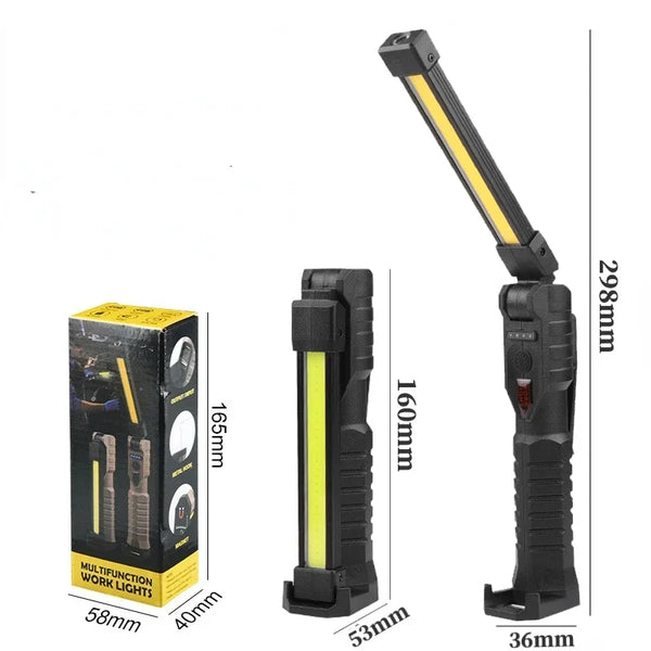 1000LM USB Rechargeable COB Work Light – Handheld Flashlight with Power Indicator