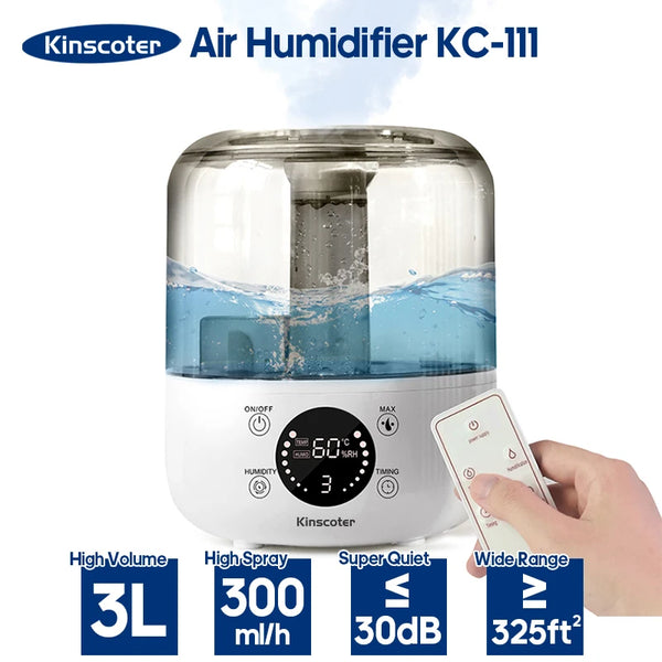 KINSCOTER 3L Large-Capacity Air Humidifier with Remote & Timer