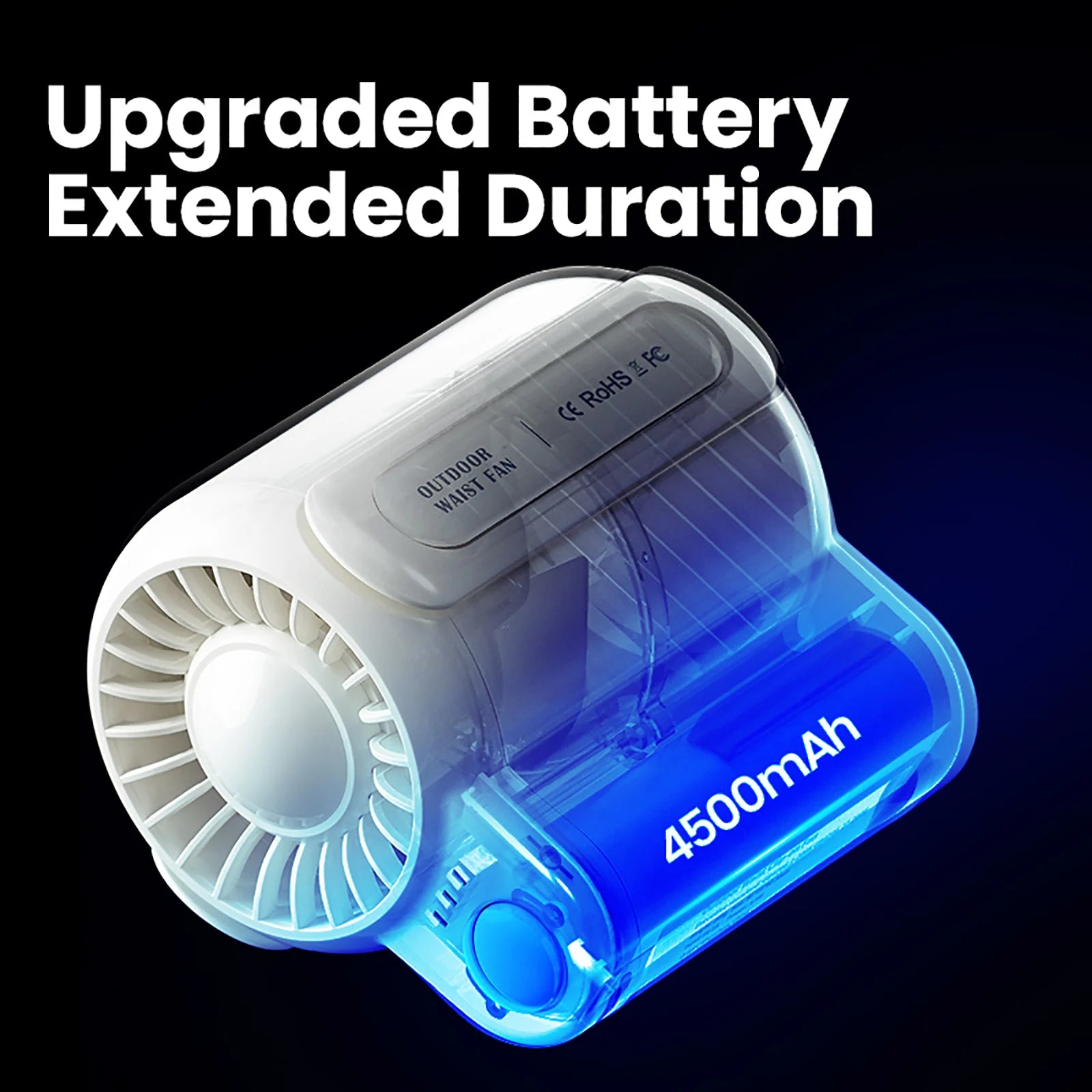 Portable Rechargeable Camping Fan – Waist-Mounted Mini Leafless Fan