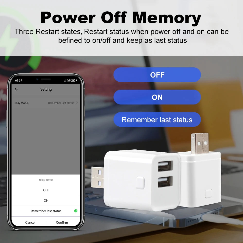 Tuya Smart USB Adaptor – WiFi/Zigbee Mini Plug with Timer & Voice Control