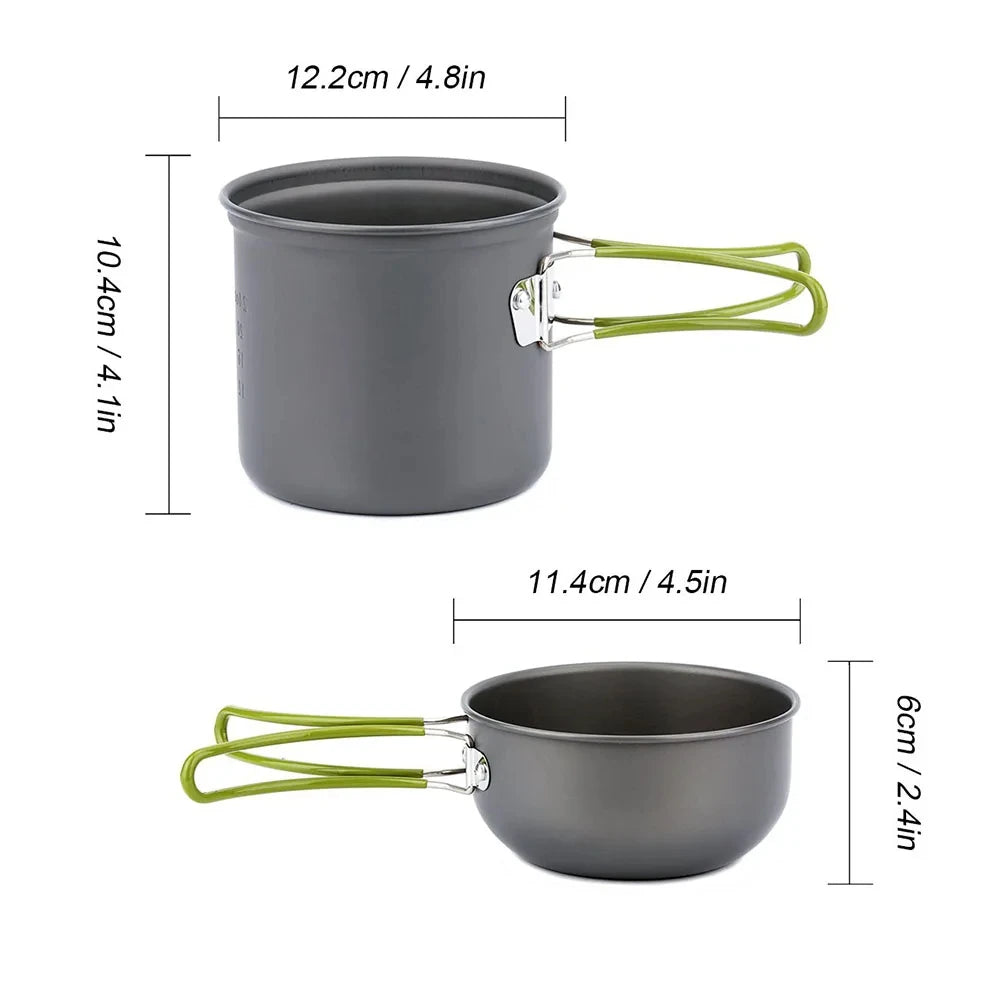 Portable Camping Cookware Set – Outdoor Pots & Tableware for Hiking, Trekking, and Fishing